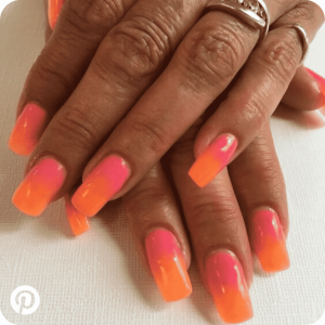 manucure dégradé rose et orange