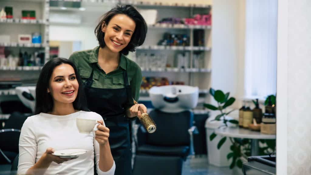 hair dresser and client
